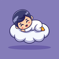 Obraz premium boy sleeping soundly on cloud bed