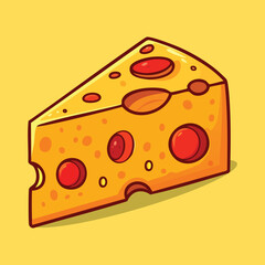 Cartoon Slice of Cheese with Holes