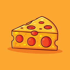 Cartoon Slice of Cheese with Holes