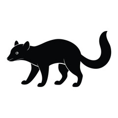 Civet Walking Stealthily Vector Silhouette