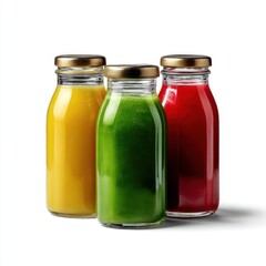 Juice bottles colorful isolated on white background