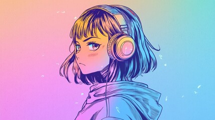 A vibrant blend of anime art and mellow music vibes.