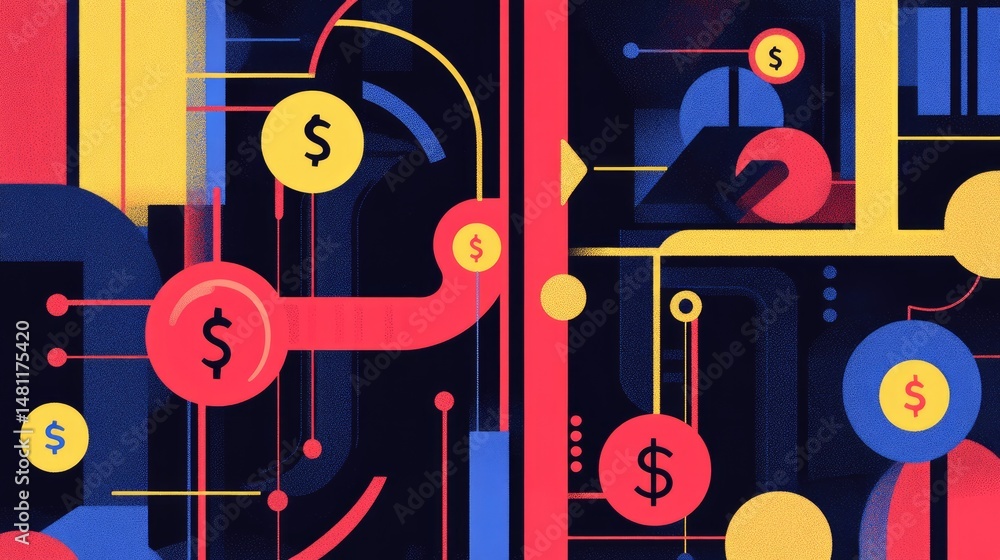 Poster data flow illustration showing input from multiple marketing channels into a central dashboard