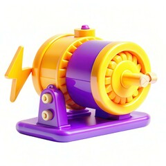 A colorful toy motor showcasing vibrant yellow and purple design elements with a playful appearance.