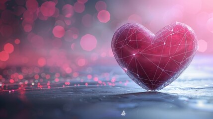 Fototapeta premium romance scam concept with heartshaped chat box hiding spiderweb gray and pink on heart .