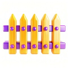 A colorful, modern fence with vibrant yellow and purple colors and rounded details.