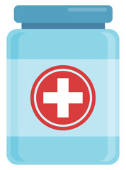 Pills bottle flat icon isolated on white background.