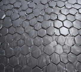 Abstract hexagonal metal texture; soft light, sleek design  ,  shiny,  shadow