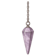 Crystal Pendulum Vector &ndash; Faceted Amethyst Spiritual Tool with Silver Chain