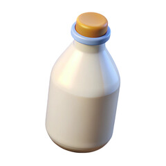Creamy Milk Bottle 3D Render Isolated on Black