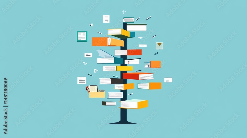 Poster flat design of website hierarchy tree showing internal linking and crawl structure