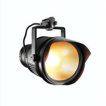 Stage light with bright glow on a white background