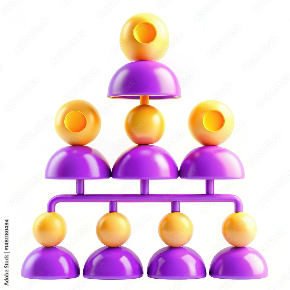 Poster colorful abstract shapes arranged in a playful and modern design, featuring purple and yellow elemen