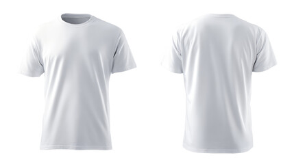 Plain White T-Shirt Mockup Front and Back Views Isolated on Transparent Background