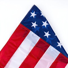 Fototapeta premium Close up of the american flag showing stars and stripes on a white background