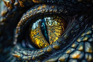 Fototapeta premium Stunning 3D Render of a Dragon Eye in Macro Photography