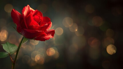 Obraz premium Red Rose with Bokeh Background