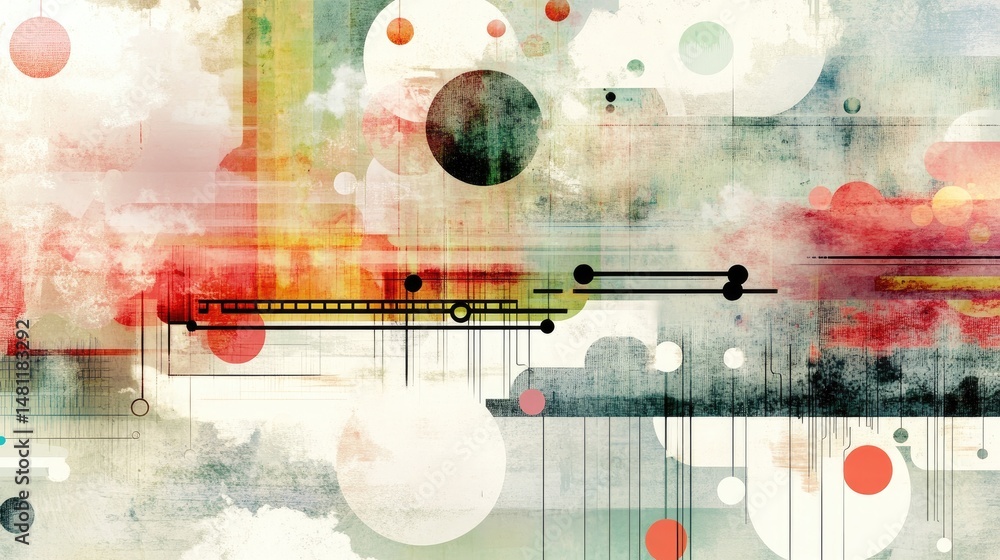Poster illustration of marketing cloud systems and integrations with crm and analytics platforms