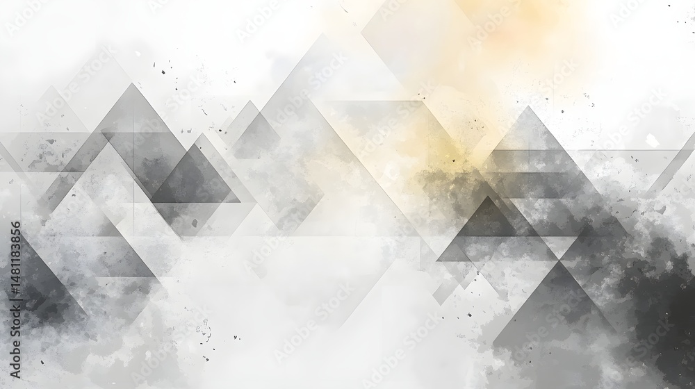 Poster abstract geometric design with grayscale triangles.