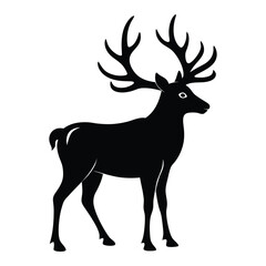 Obraz premium Caribou with Branching Antlers Vector Silhouette