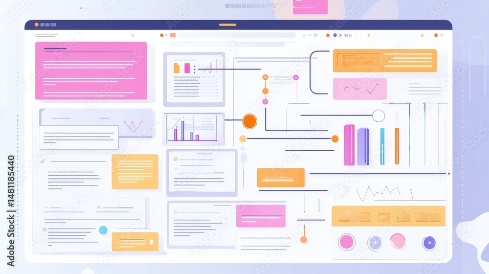Poster marketing analytics flowchart showing data collection, interpretation, and optimization steps