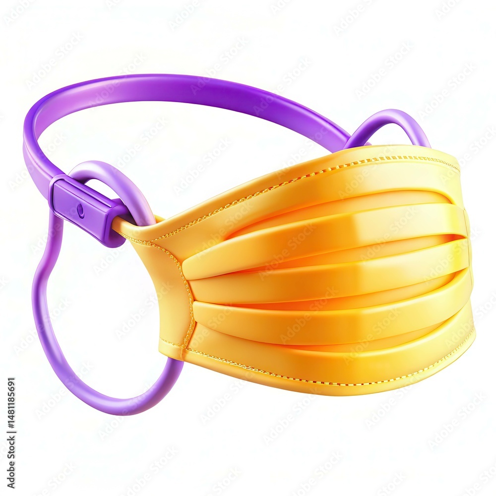 Poster a colorful and modern design of a yellow and purple face mask with unique texture and pattern featur