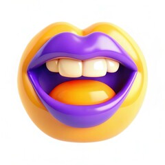 A vibrant 3D rendering of a playful mouth with colorful lips, showcasing bright tones in a dynamic design.