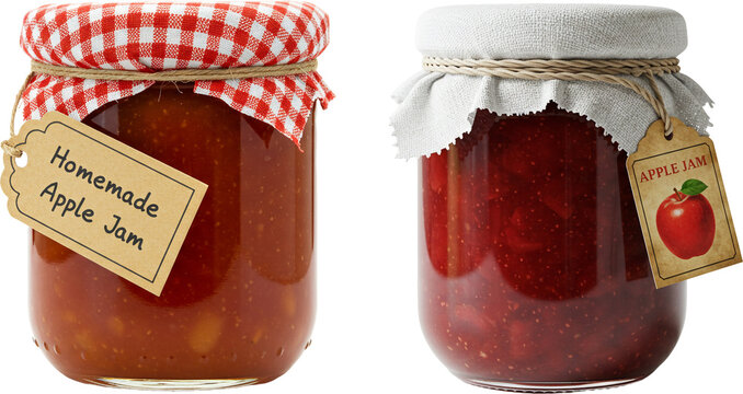 Apple jam in a glass jar