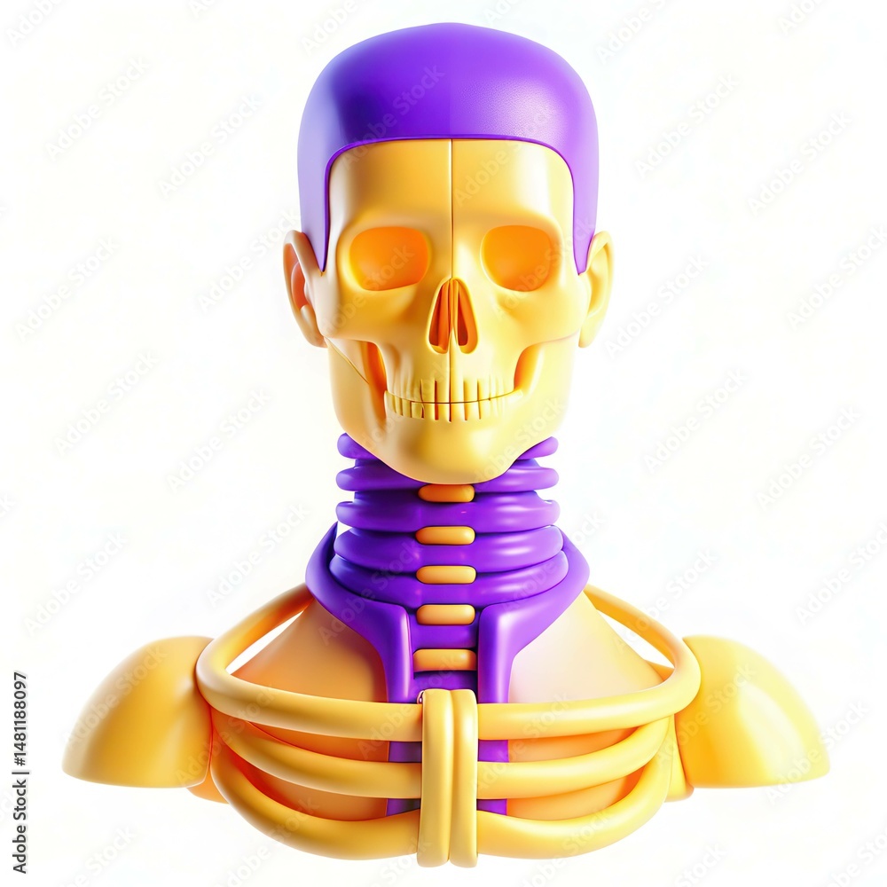 Poster a colorful skeletal model showcasing bright colors and modern design elements with visible textures.