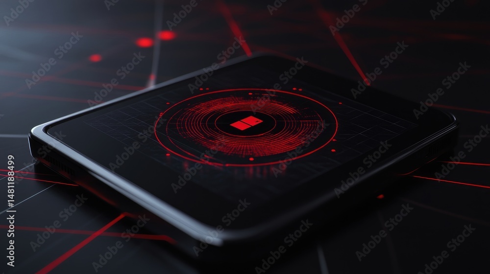 Poster smartphone showing targeted online ad placement with call-to-action button and ad engagement stats