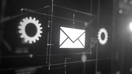 Visual concept of envelope and gear icons representing automated email marketing system