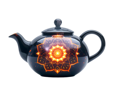 Glowing Mandala Teapot Design