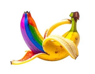 Colorful Rainbow Painted Banana On Black Background