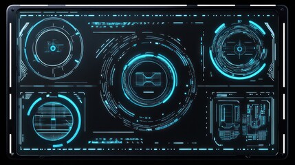 Fototapeta premium Futuristic hud interface showcasing graphical data with circular element on a screen