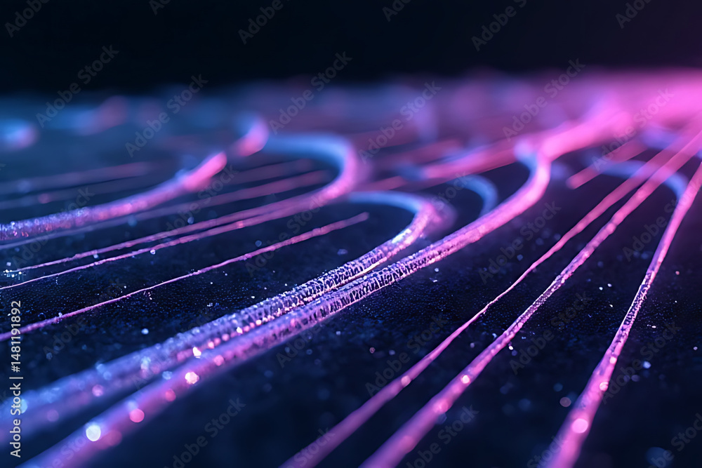 Aufkleber dynamic light trails digital space abstract art dark background close-up visual waves