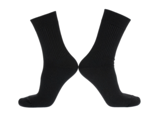 Black sock isolated on transparent background. Minimalist clothing concept. Suitable for fashion blogs, apparel websites, and advertising campaigns.