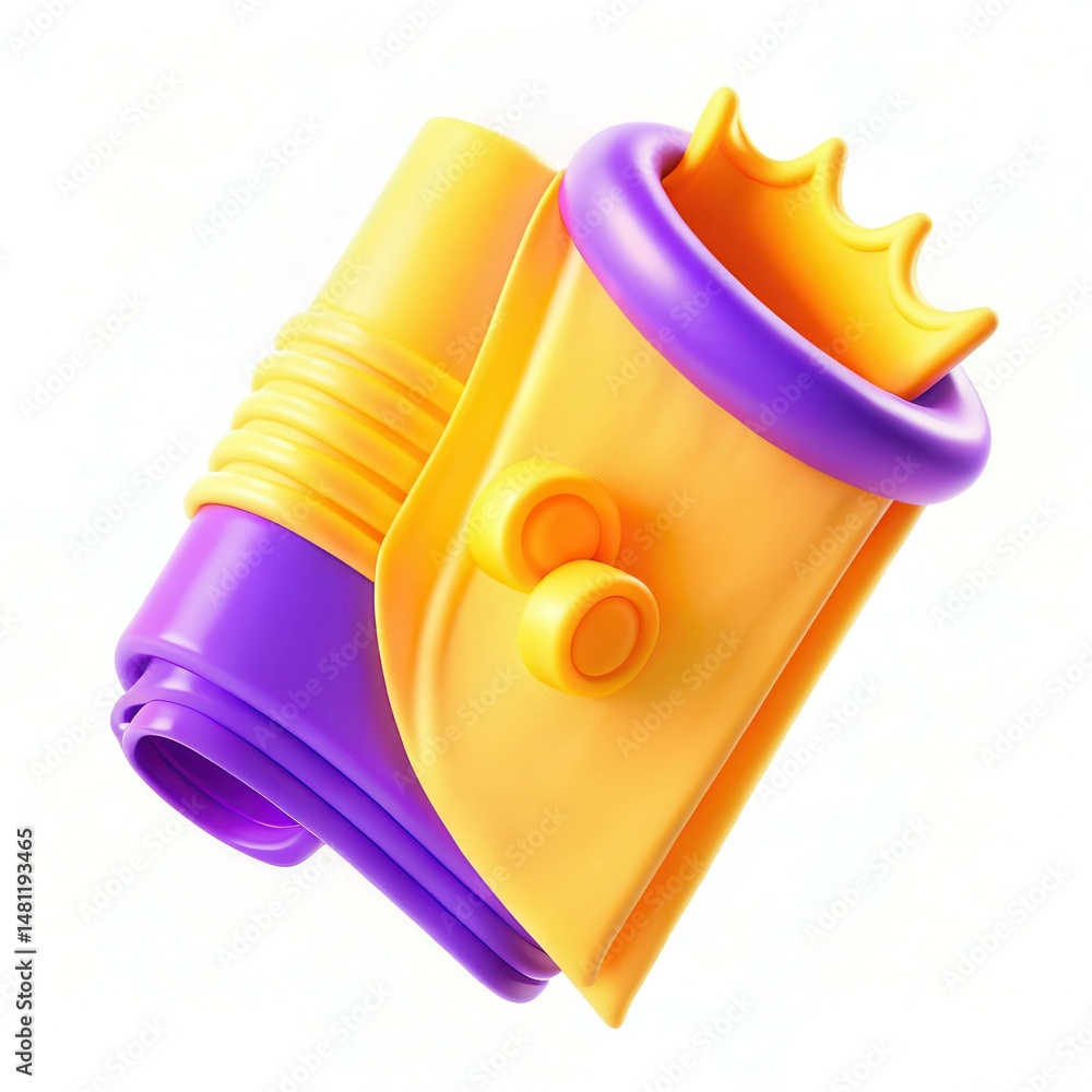 Poster a vibrant and colorful abstract shape combining yellow and purple elements in a modern design.