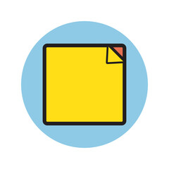 Sticky note pops on blue circle