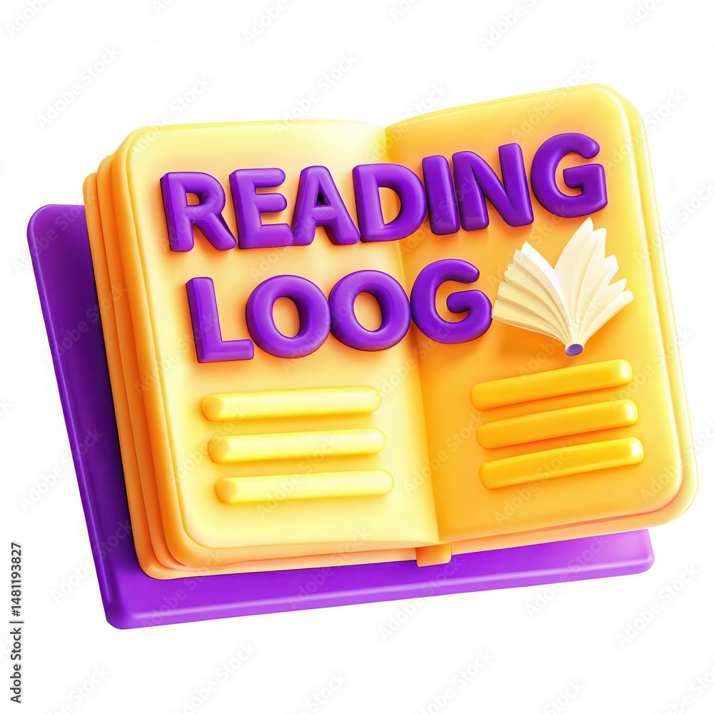 Poster an open book with colorful pages featuring the text 'reading loog' and a paper flying icon.