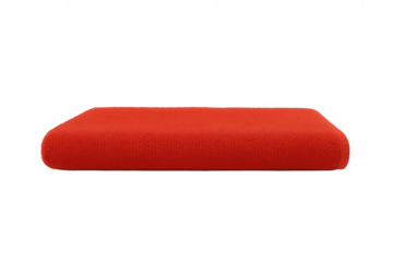 Single red blanket folded on transparent background