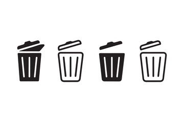 This vector illustration shows a 3d metal recycle bin icon, a symbol for waste and garbage container, also known as a trash can or dustbin, often used as a delete button or sign
