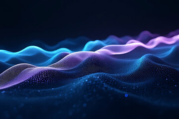 Dynamic waves of light abstract digital art dark background futuristic close-up perspective