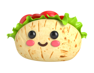 Cute Cartoon Taco Emoji Transparent Background