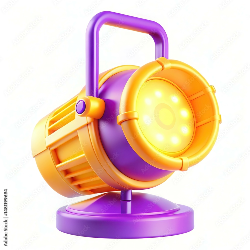 Aufkleber a colorful modern lamp with a purple and yellow design and circular light elements on display.