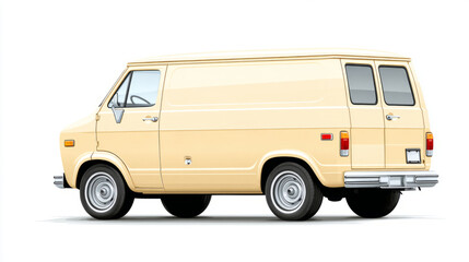 Vintage beige cargo van with classic design and chrome wheels