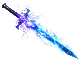 Electric Blue and Purple Glowing Fantasy Sword