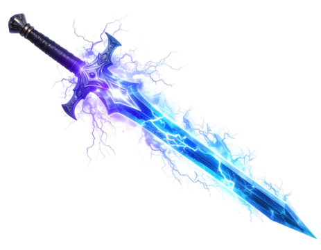 Electric Blue and Purple Glowing Fantasy Sword
