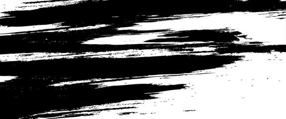 Vector abstract brushstroke grunge frame black and white ink stroke texture.