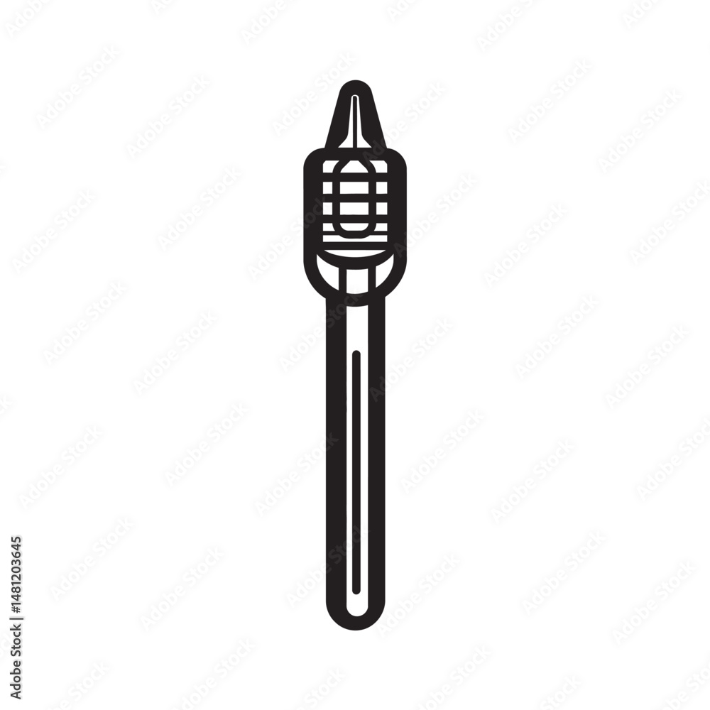 Poster art showcases a black microphone in a minimalist, isolated style with a transparent background