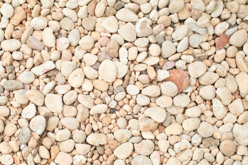 Pebble brown stone on garden floor. Texture nature background. Home decoration.
